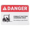 Pig Forklift Battery Charging Area Sign, 10inx7in, Plastic SGN2301-7X10-PLS